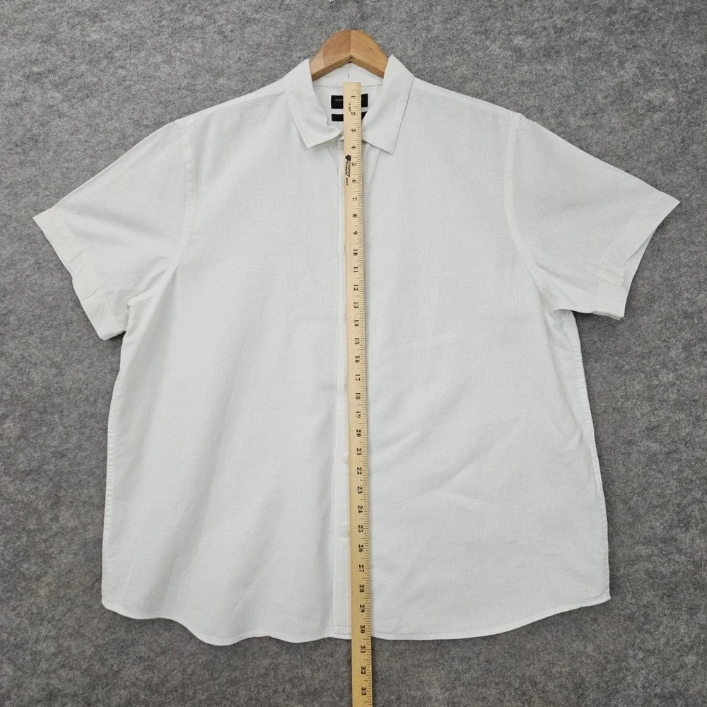 Banana Republic Men's White Button Up Shirt Size XL Linen/Cotton Blend Slim Fit